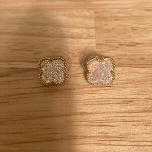 Elegant Gold and Light Pink Stud Earrings-NWOT
